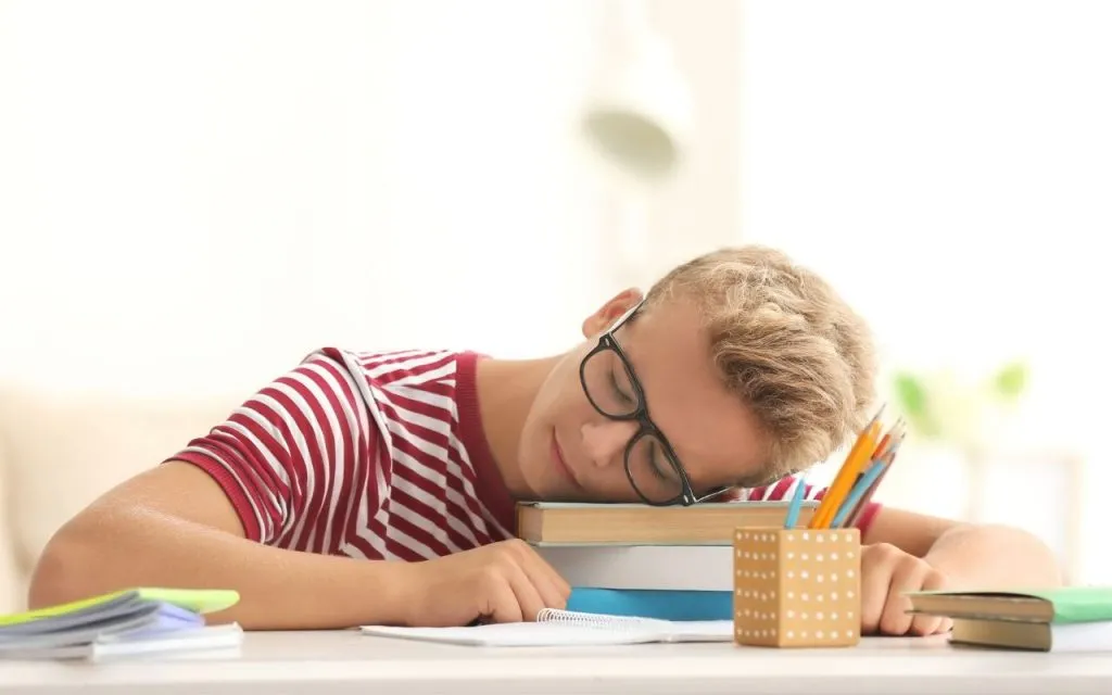 Child falling asleep in class