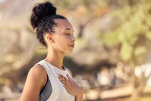Woman breathing deeply in restful sleep after airway-focused dental care at Sierra Smiles Complete Health Dentistry in Reno, NV